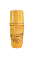 Pine Wood Thimble & Needle Case with scene of Tynemouth Bay 8cm