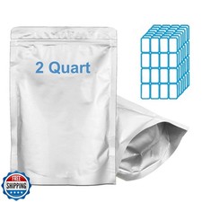 100pcs 2 QUART Mylar Bags for Food Storage - Thick 10 Mil - 8"x12" Stand Up Z