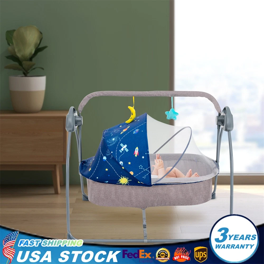 Electric Baby Swing Motorized Bluetooth Swing Music Cradle Rocker Chairs 55lbs