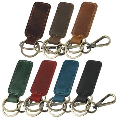 Genuine Leather Car Keychain, Universal Key Fob Keychain, Leather Key Chain H...
