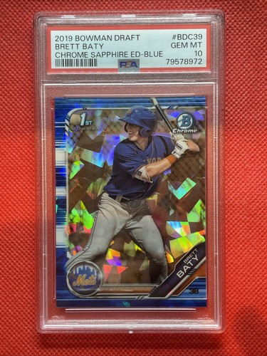 2019 Bowman Draft Chrome Brett Baty Sapphire Edition Blue /99 RC PSA 10 Mets! - Picture 1 of 2