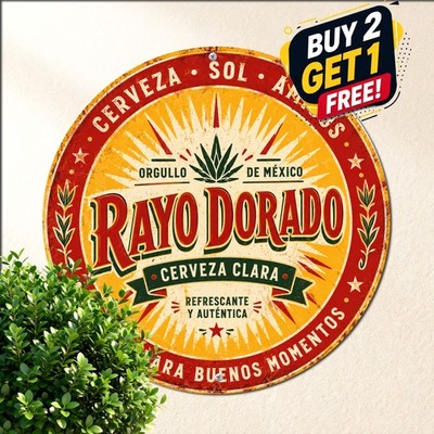 Sol Cerveza Mexican Beer Style Round Tin Sign Vintage Bar Pub Metal Wall Decor
