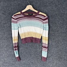 Forever 21 Sweater Pullover Women S Small Red Striped Knit Long Sleeve Casual