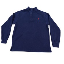 Polo Ralph Lauren Quarter Zip Pullover Youth XL Navy Blue Cotton Red Pony Logo