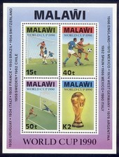 Malawi - 1990 postfrisch s/s of 4 world cup soccer - 569a c.v. 17.00