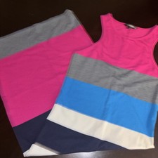 Express Women's Striped Maxi Dress Size Small Pink Blue White Navy Sleeveless