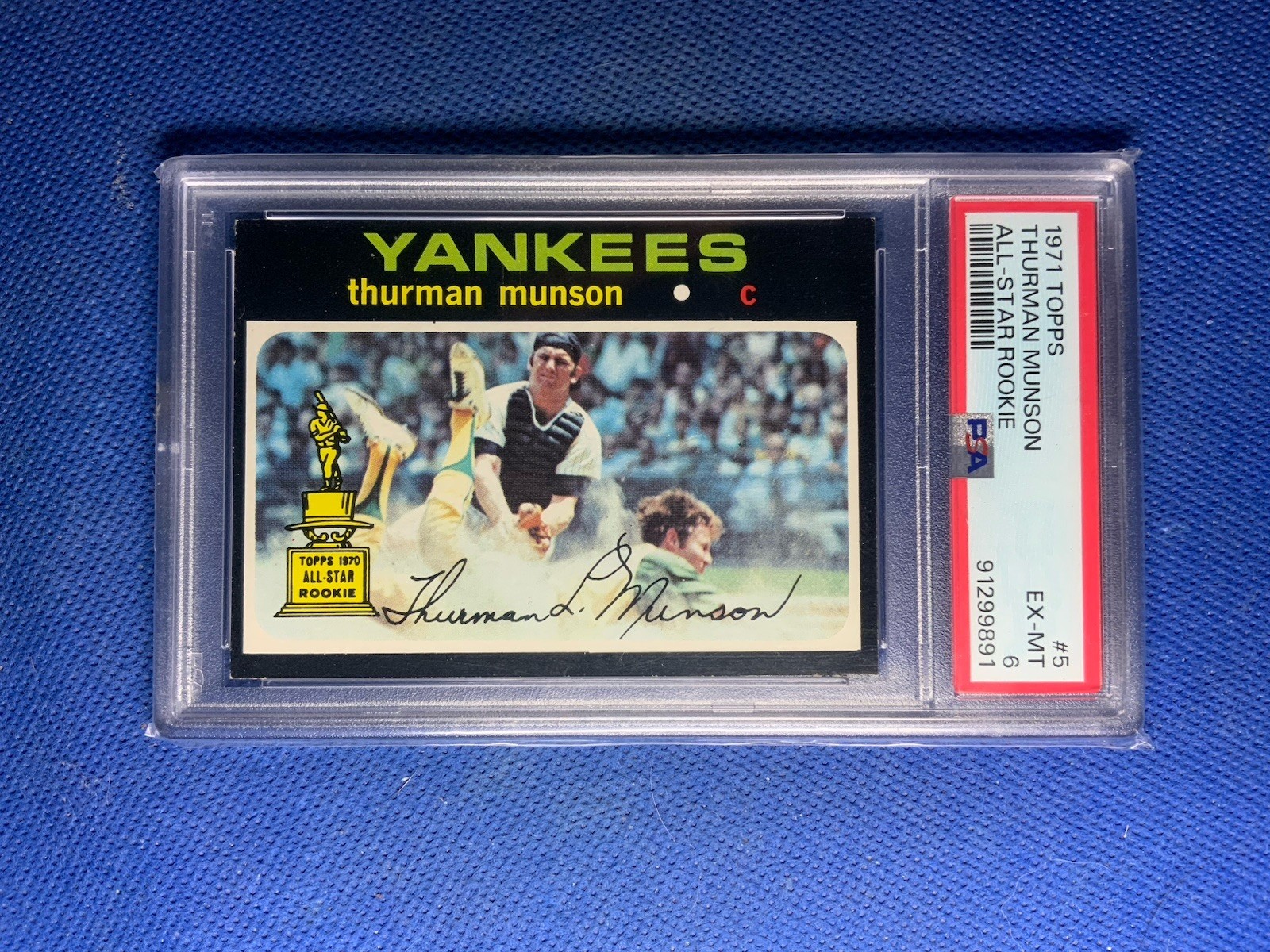 1971 Topps Thurman Munson #5 All-Star Rookie New York Yankees PSA 6 EX-MT