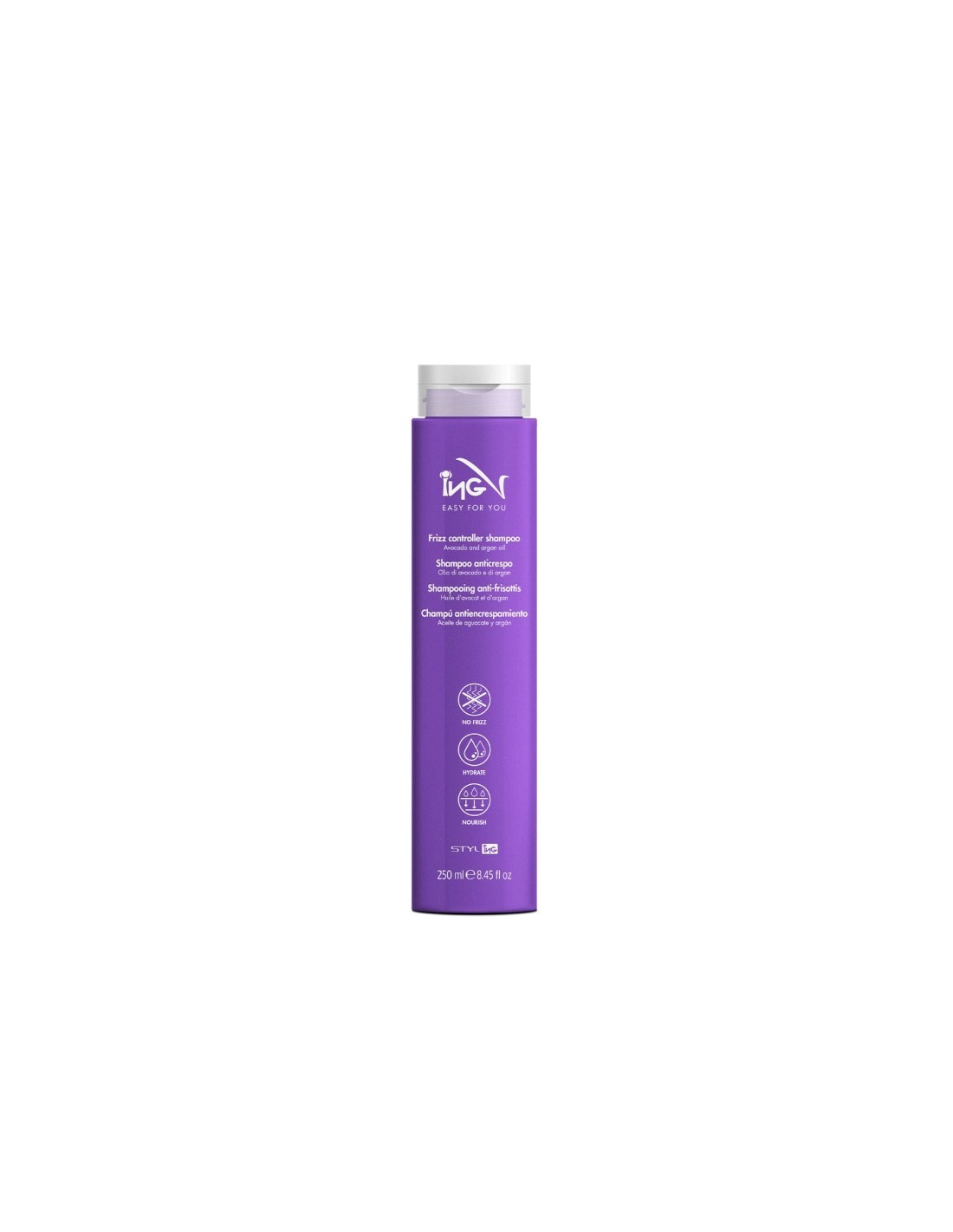 ING Shampoo Anticrespo 250 ml Frizz controller shampoo con olio di avocado
