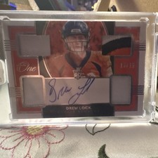 2019 Panini One Drew Lock Rookie Autographed Patch Card #54 Denver Broncos /75. rookie card picture