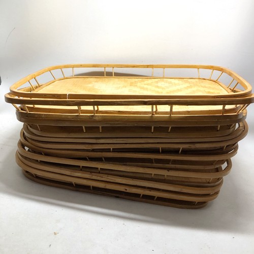 10 Vintage Wicker Rattan Bamboo Serving Trays Tiki Lap Stacking Mid Century Boho - Picture 2 of 6