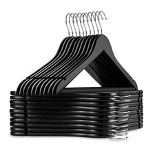 20 Wooden Suit Hangers - Black