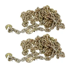 2 Pcs 3/8"×20' G70 Tow Chain Tie Down Binder Chain Flatbed Truck Trailer Safety