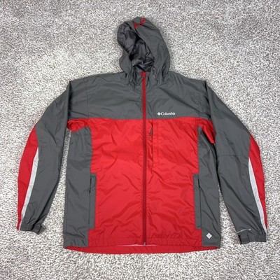 Columbia Jacket Mens Large Red Gray Omni-Shield Hooded Full Zip