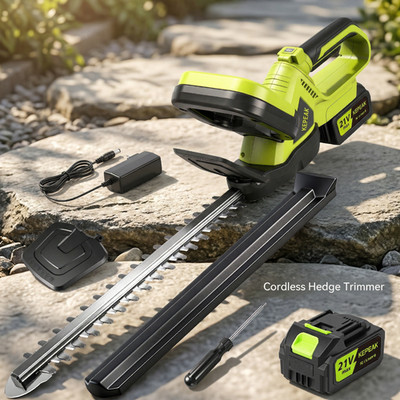21V Cordless Hedge Trimmer 2 in 1 Electric Grass Shear & Shrub Trimmer