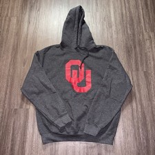 Captivating Dark Gray University Of Oklahoma OU Sooners Pullover Hoodie Men  s M