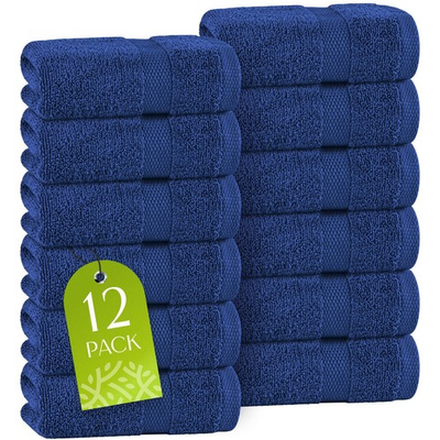 #ad Wash Clothes 100 % Cotton Soft and Absorbent 12x12 Inch 12 Pack Navy Blue $21.25