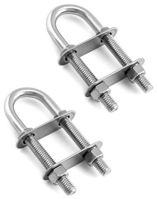 QWORK Marine Boat Stern Eye Tie Down U 3/8'' Dia- 2-1/2'' Thread Lenght, 2 Pack