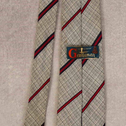 Vintage 60er Jahre gestreifte Repp Krawatte hellgrau Gentleman - Bild 4 von 6