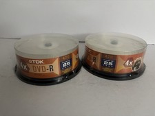 Lot Of 2 NEW TDK DVD-R 4.7GB 25-Pack Spindle 4X 50 TOTAL - New Sealed