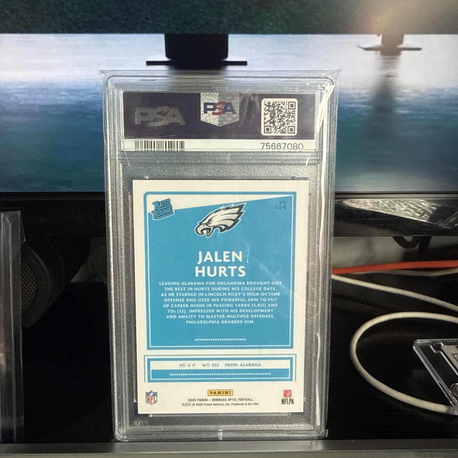 2020 DONRUSS OPTIC FOOTBALL #164 JALEN HURTS RC PSA 10 view 2