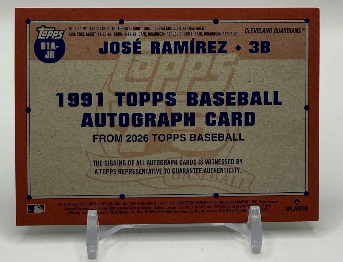 2026 Topps Series 1 1991 Autographs Jose Ramirez Green /99