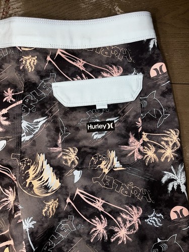 Hurley Boardshorts Swim Trunks Grey Blue Surf Tropic NWT Boys 16/28 - Picture 7 of 7