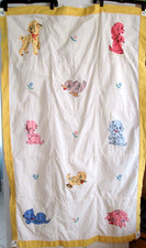 Vintage Baby Quilt Applique Animals Blanket Handmade 1950s Nursery Coverlet