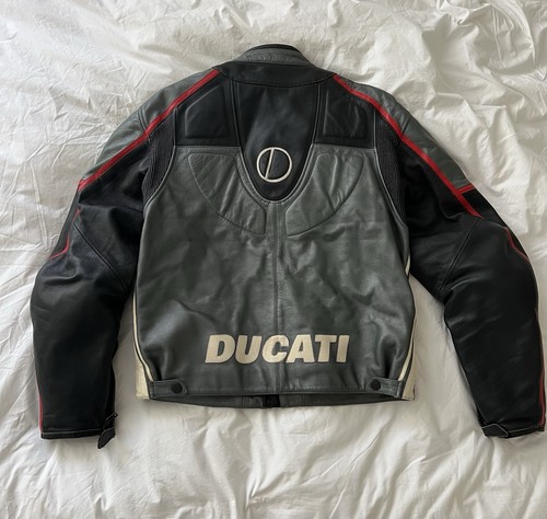 Ducati Dianese 90’s Mens leather jacket vintage size 56 Rare white/black/ Grey - Picture 6 of 14