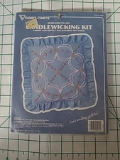 Blue Heirloom Pillow Candlewicking Kit Vogart Crafts Fabric Embroidery #2525B