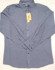 PJ Paul Jones Mens XL Dress Shirt Button Up Long Sleeve Gray Polyester
