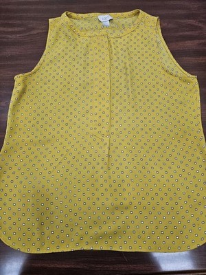 Loft Outlet Women's Medium Yellow Sleeveless Blouse Geometric Print Lightweight