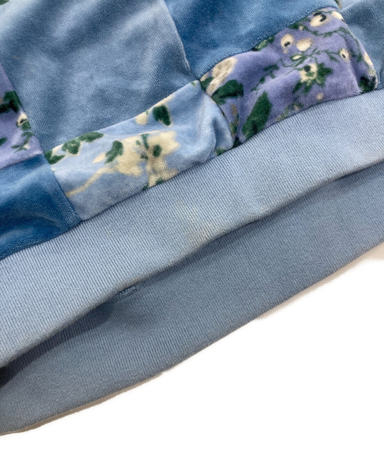 SUPREME Floral Patchwork Velour L/S POLO 21AW Size: M Blue Men thumbnail 8