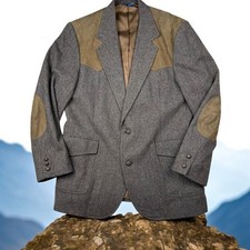 Vintage Pendleton Jacket Mens 44 Lon Wool Tweed Blazer Western Yoke Elbow Patch