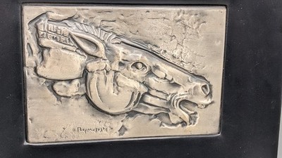 Vintage Sterling Silber Pferd Deko Relief. Künstler Yannis Parmakelis.