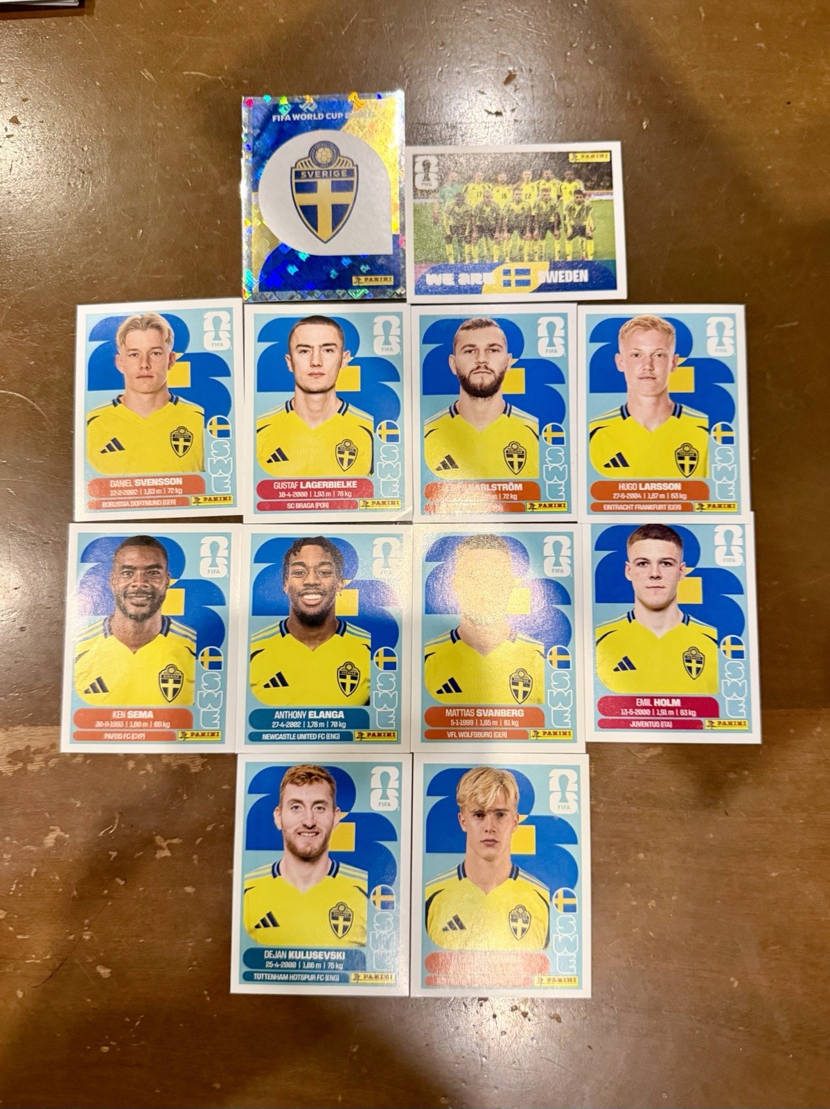 Panini FIFA World Cup Sweden Lot of 10 Stickers SWE (with Logo + Team Sticker)