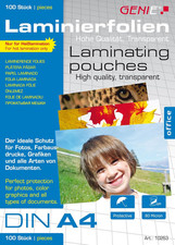 Genie DIN A4 Laminating Film Sheets 80 Micron Pack of 100