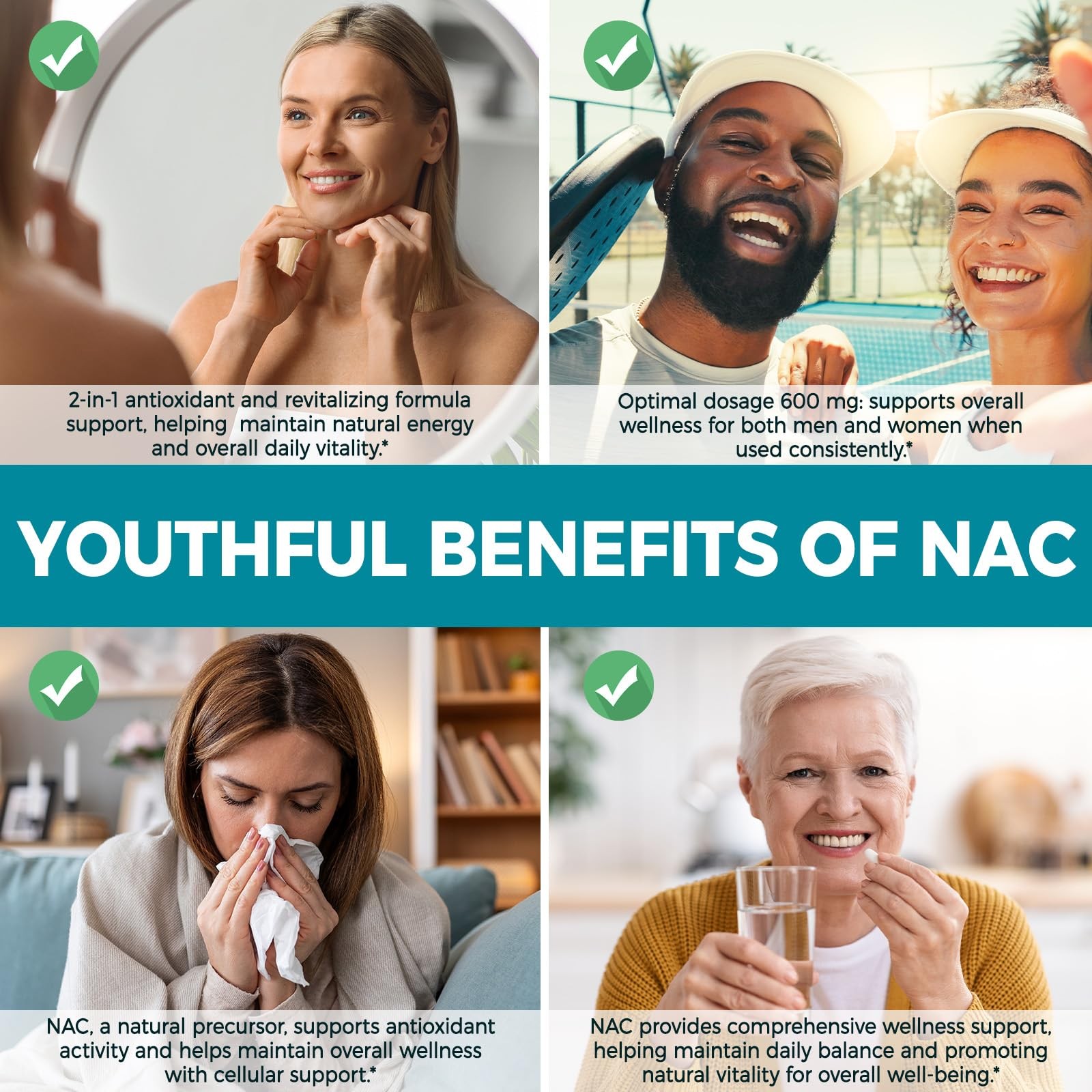 NAC 600mg with NAD+ Daily Complex, N-Acetyl Cysteine Supplement ...