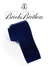 BROOKS BROTHERS SILK KNIT NECK TIE 2.5" BLUE Skinny Textured Flat Sock USED T70