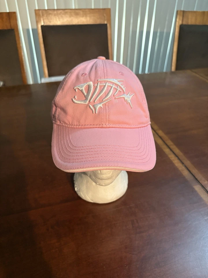 G Loomis Fischermütze Kappe Fisch Skelett Knochen rosa 3D Nähte verstellbar