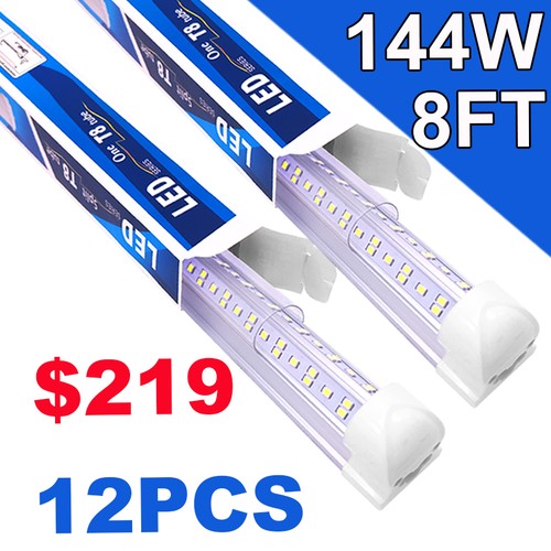 Output Sign Blue 12 Pack 8FT LED Shop Light T8 Linkable Led Tube Light Fixture 6500K ...