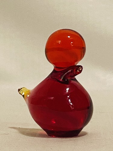 Vintage Sweden Art Glass Amberina LoveBird Miniature Eneryda Glasbruk - No Chips - Picture 3 of 10