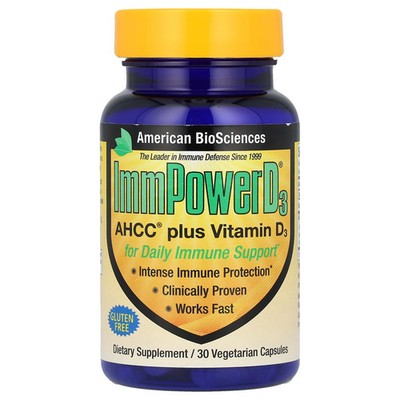 ImmPower  D3, AHCC  Plus Vitamin D3, 30 Vegetarian Capsules