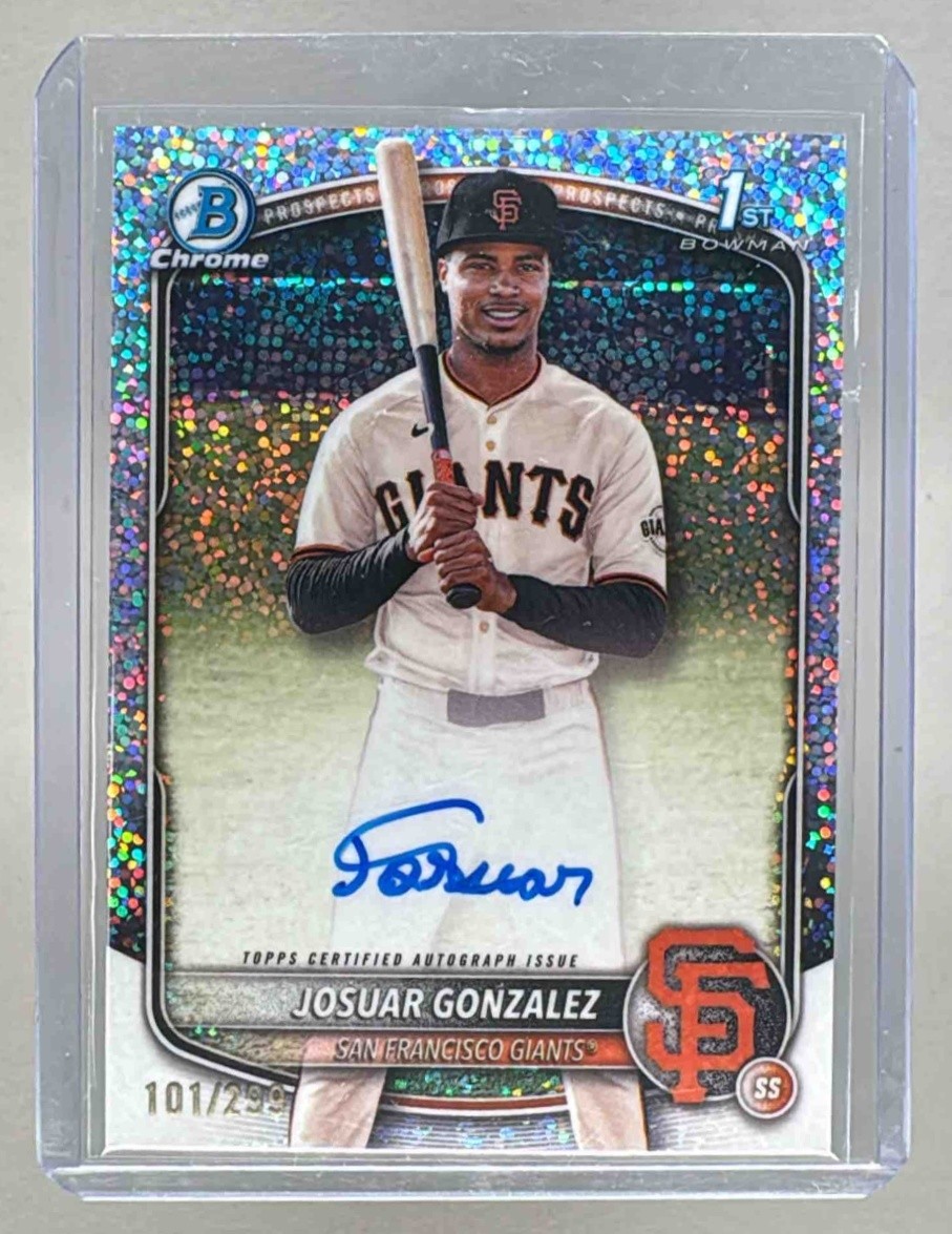 Josuar Gonzalez 2025 Bowman Chrome Speckle Refractor Auto 1st RC 101/299