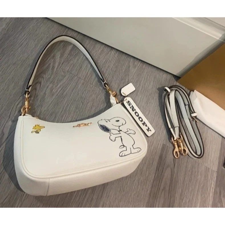 NUEVO COACH x PEANUTS Teri Bolso de Hombro Blanco Snoopy Tiza Multi CBJ76 Outlet Foto 3 de 4