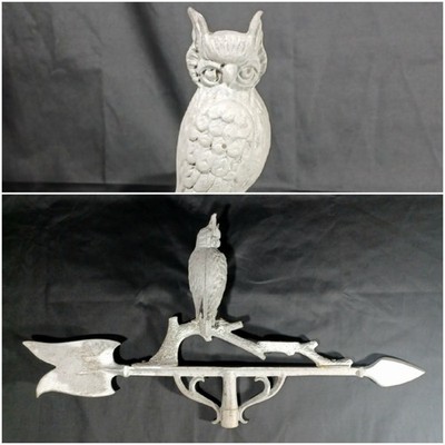 Metal Gray Owl Weathervane Arrow Top, 28''