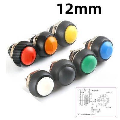 Druck Taster Schalter Schließer Push Button Switch OFF-ON Hupe 2P Ø12 125V/3A