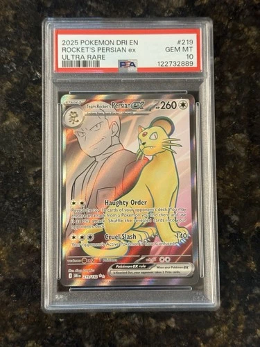 PSA 10 Team Rocket's Persian ex 219/182 Destined Rivals Ultra Rare Pokémon TCG