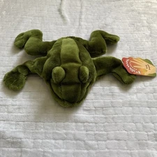 NWT Folkmanis Green Frog Hand Puppet Plush Full Body Toy Stuffed Animal 10in
