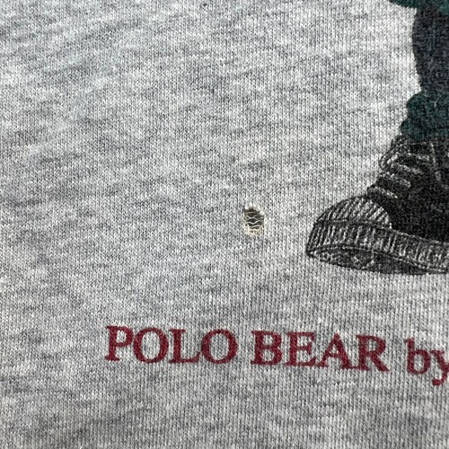 Ralph Lauren Polo Bear Hoodie Vintage 90's Gray - Picture 5 of 10