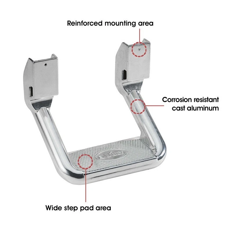 2x Hoop Side Step Pair Polished Die Cast Aluminum SUV Truck 350lbs Non Slip - Image 2 of 4